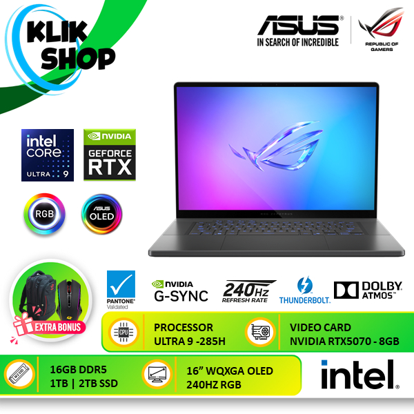 ASUS ROG Zephyrus G16 Ultra 9 RTX5070 16GB 2TB OLED WQXGA 240HZ Laptop Gaming Premium
