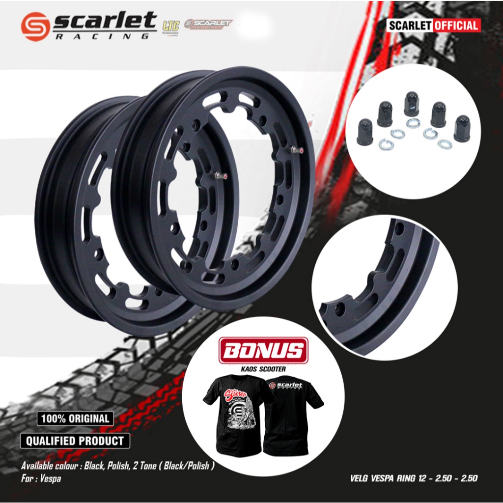 Scarlet Racing - Velg Pelek Rim Alloy Set Vespa Ring 12