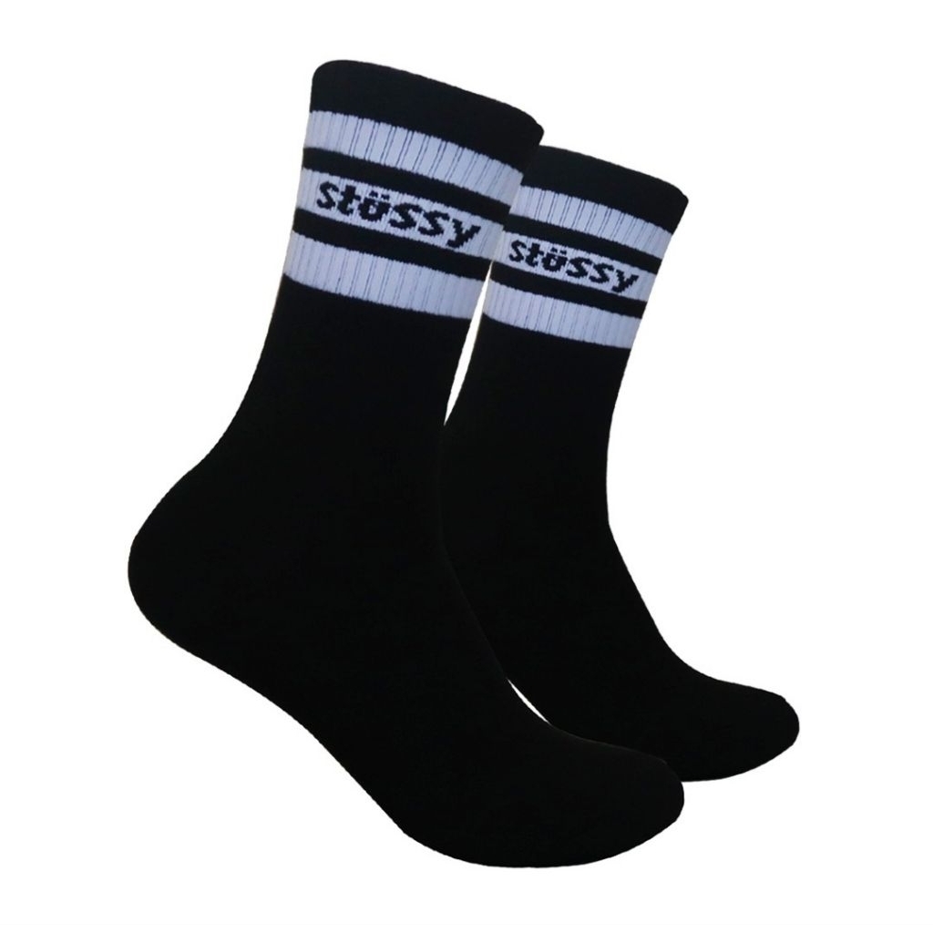 Kaos Kaki Skate Oldschool - Stussy Hitam - JJ Official