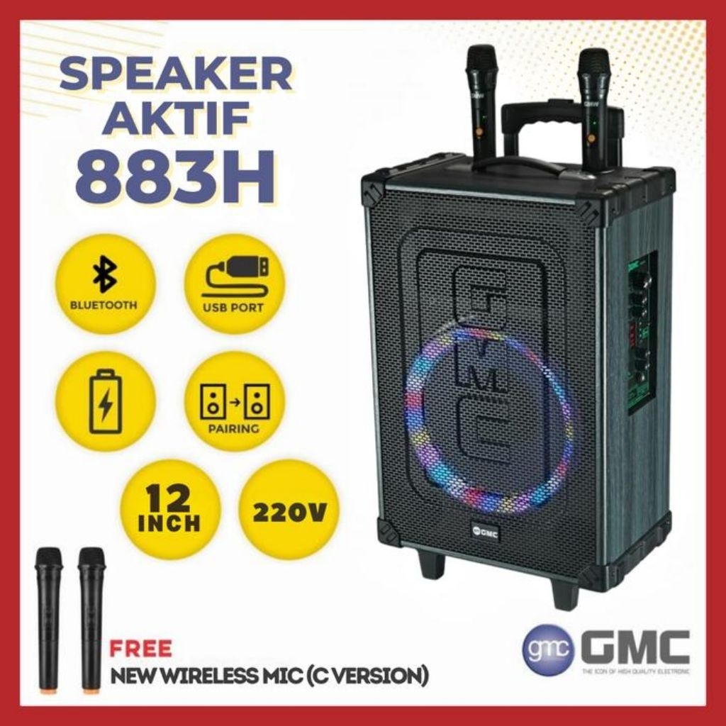 GMC Speaker Meeting Portable Bluetooth 12 Inch 883H