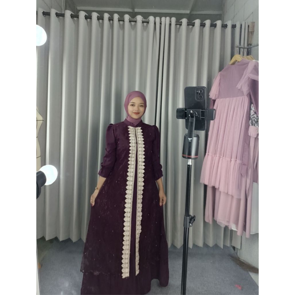 gamis renda mewah / dress brokat kekinian / model terbaru