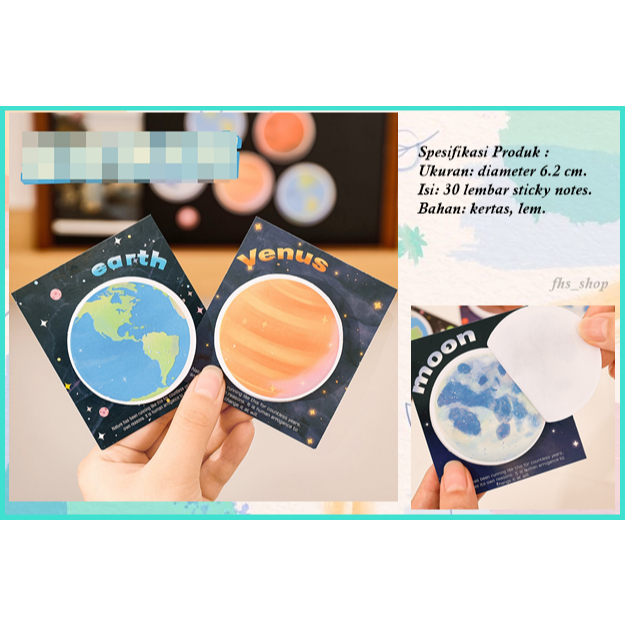 Sticky Note Sticky Notes Kertas Memo Sticky Notes Aesthetic Sticky Notes Warna Planet Round