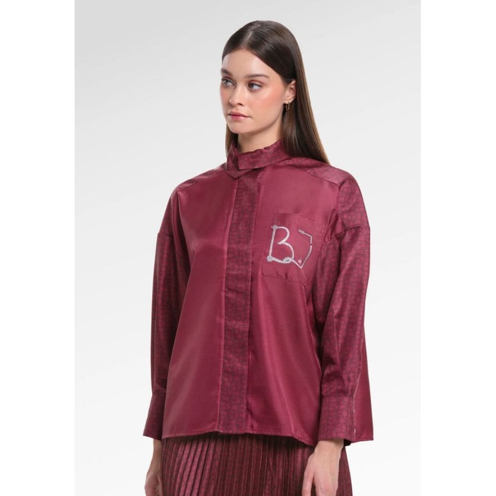 Nautical Oversized Shirt Red Tie Benang Jarum