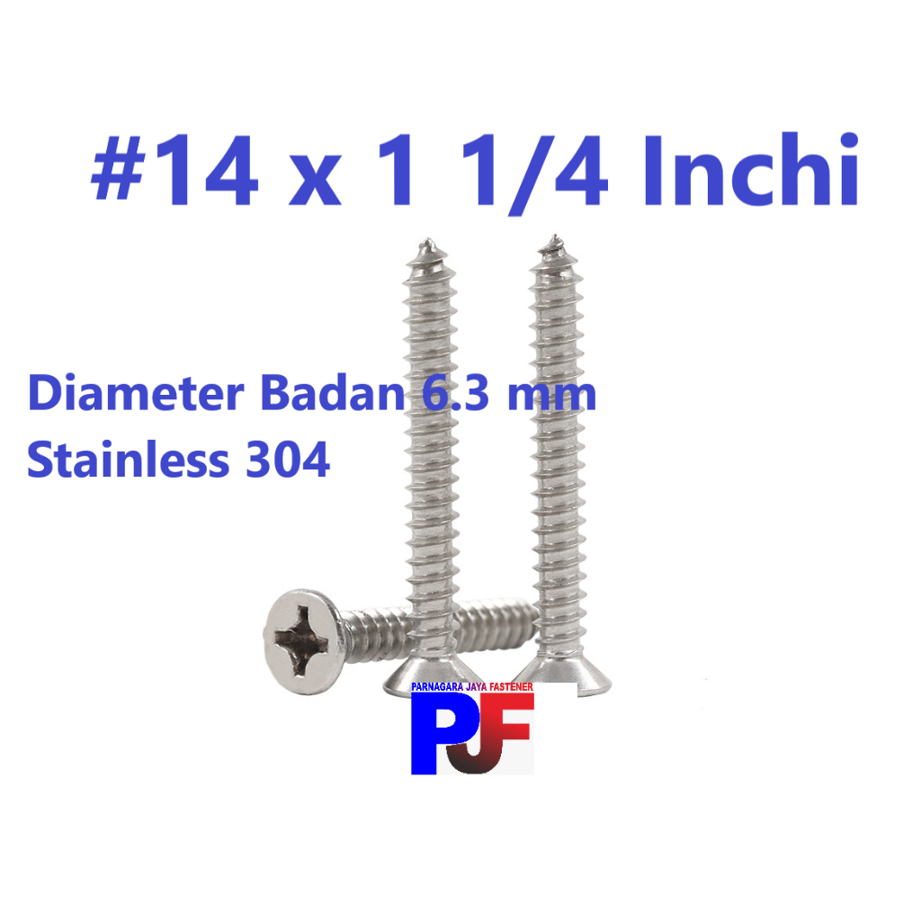 Sekrup Tapping Stainless 14 x 1 1/4   / Tapping FH Stainless 304