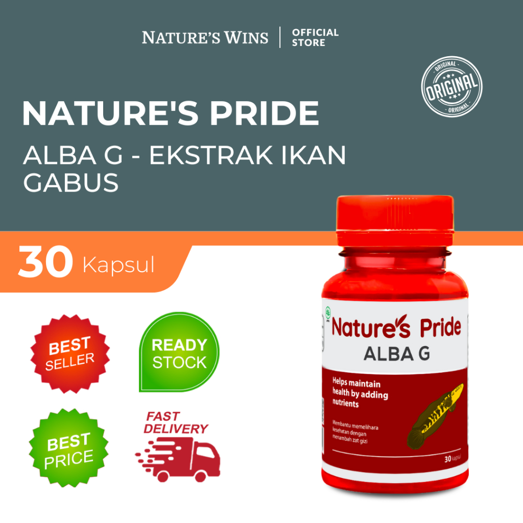 Nature's Pride ALBA G Ekstrak Ikan Gabus Albumin Isi 30 &100 Kapsul