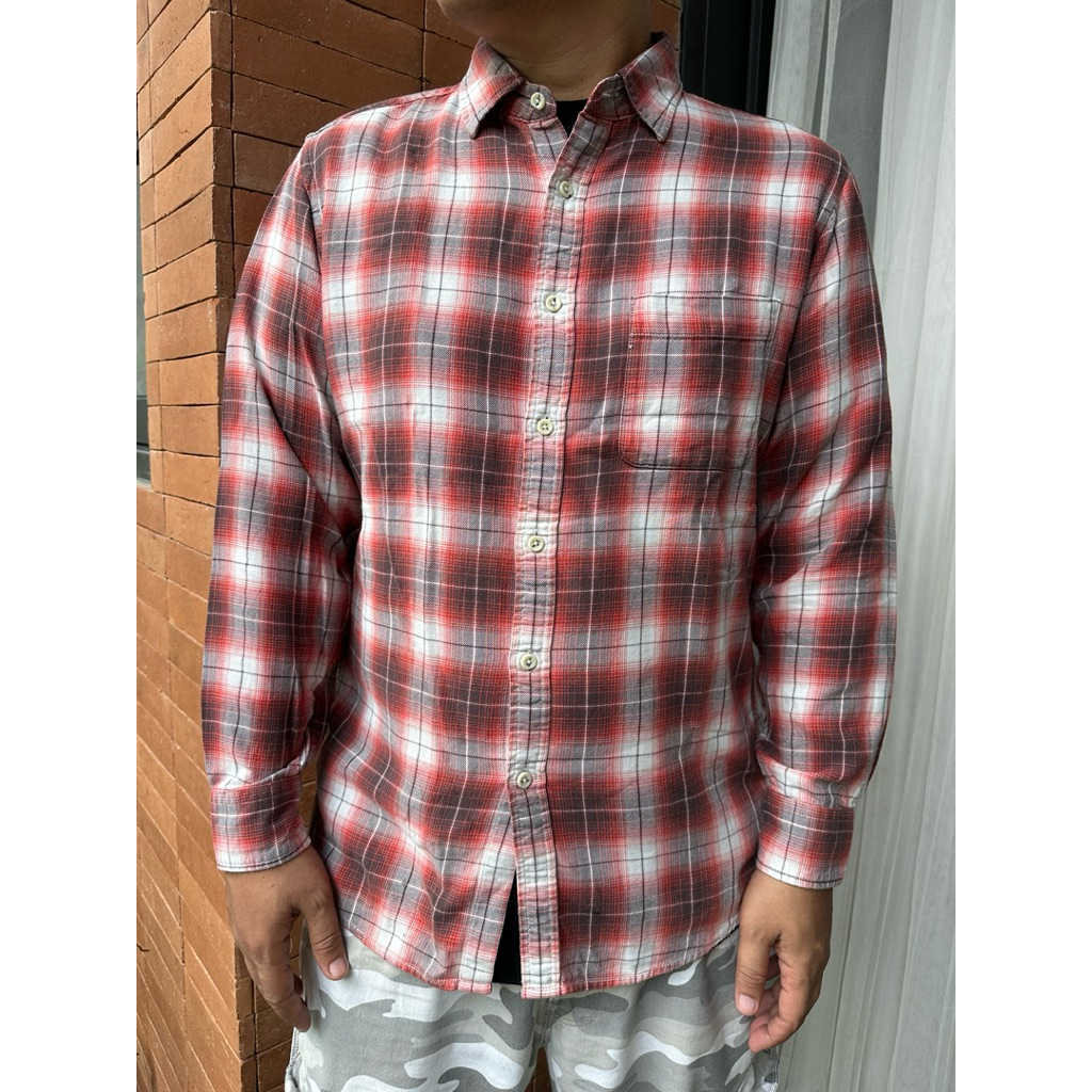 PRELOVED Uniqlo Flannel Shirt atasan kemeja lengan panjang flanel pria cowok