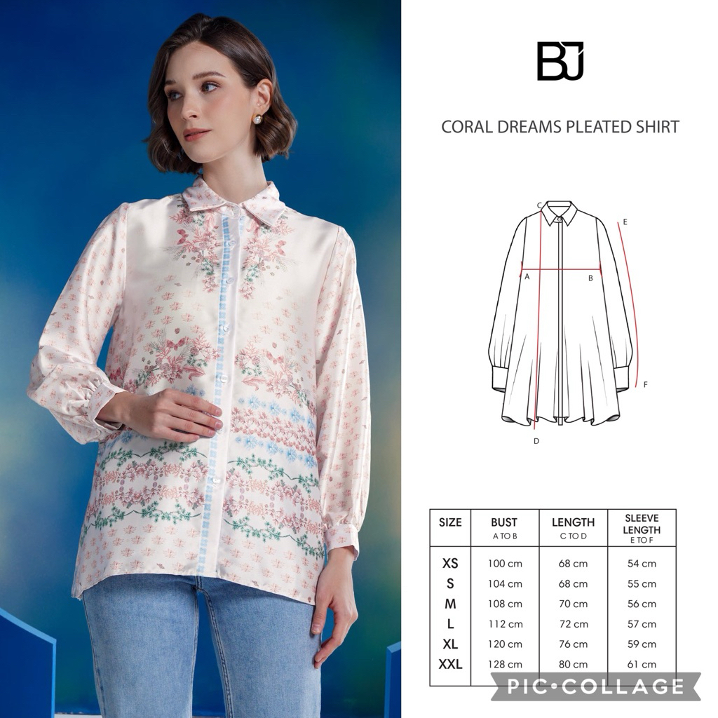 NWT Benang Jarum Coral Dreams Pleated - Jellyfish S