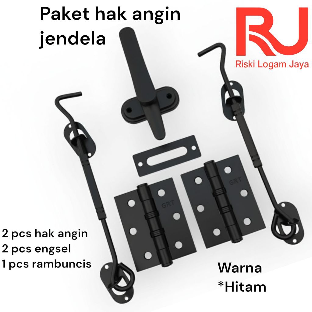 Paket satu set hak angin jendela Engsel jendela cantolan jendela penahan jendela rumah