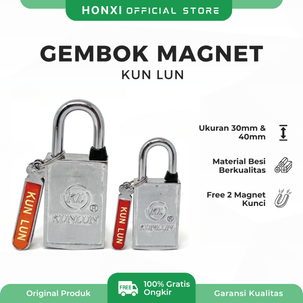 HONXI Gembok Magnet Kun Lun 30MM / 40MM – Gembok Tanpa Lubang Kunci, Magnetic Lock Anti Maling