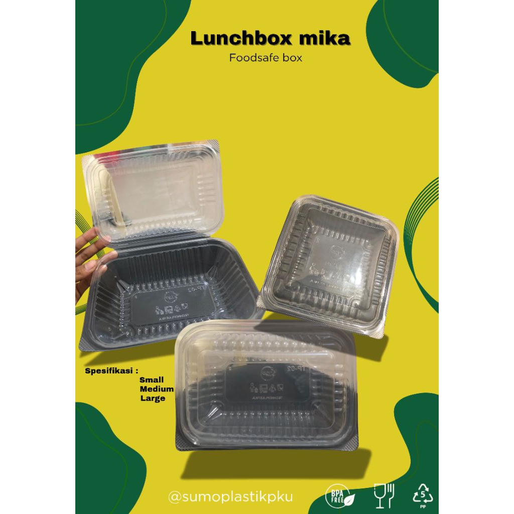 MIKA LUNCH BOX POLOS  ISI 25 PCS MIKA KOTAK MAKAN BENING LUNCH BOX PLASTIK PP