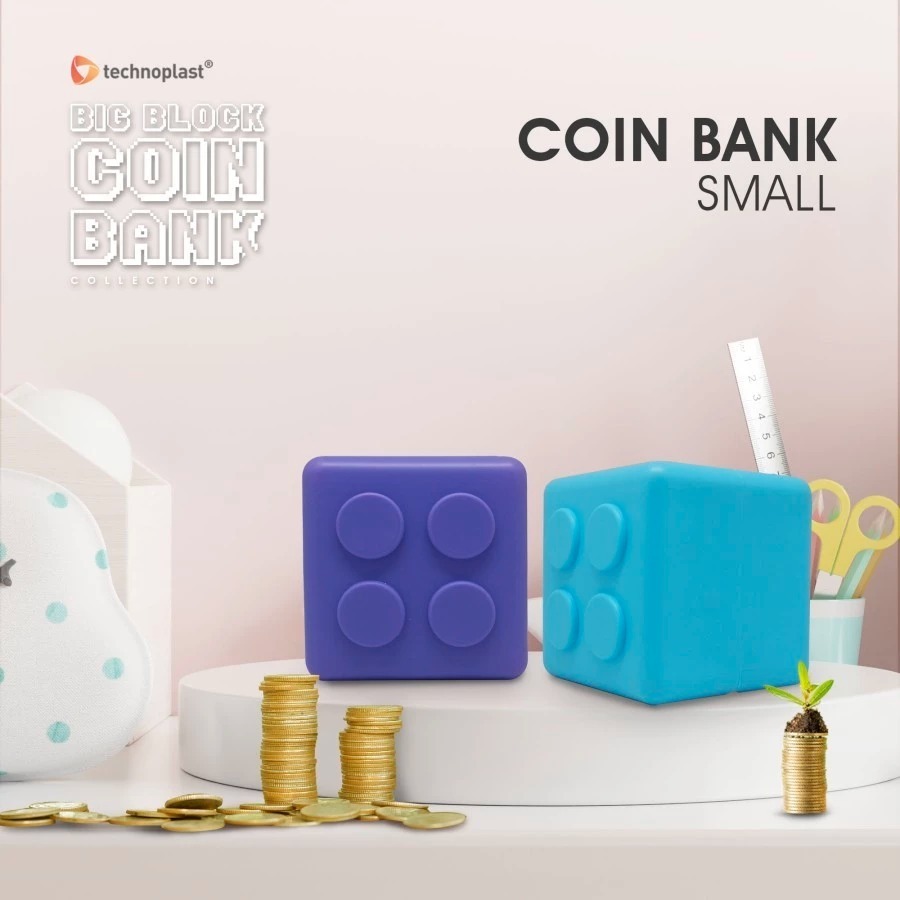 Technoplast celengan tabungan anak block coin bank small ukuran kecil unik dan lucu