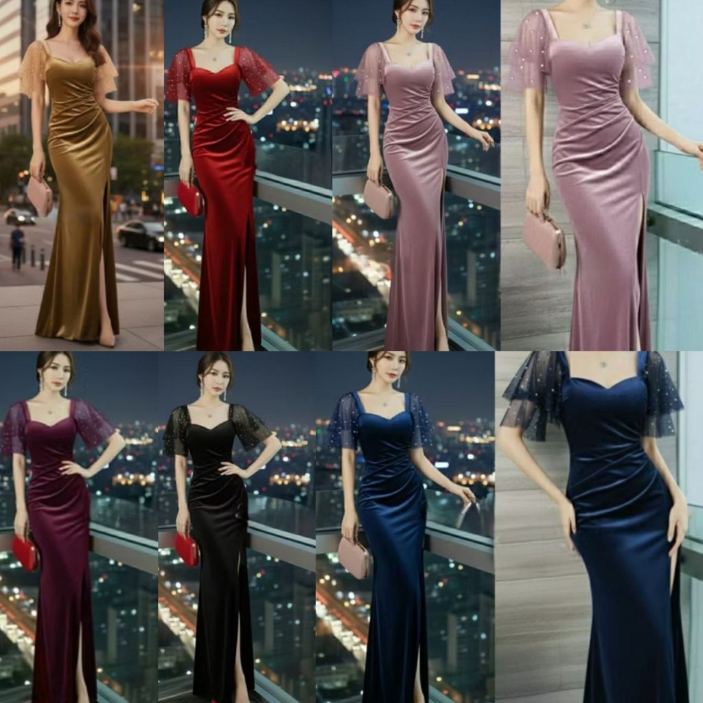 TERBARU OBE22 - LONG PARTY DRESS BLUDRU XUYAN SIZE M-XL - BODYCONE MAXI DRESS SEKSI - DRESS KONDANGA