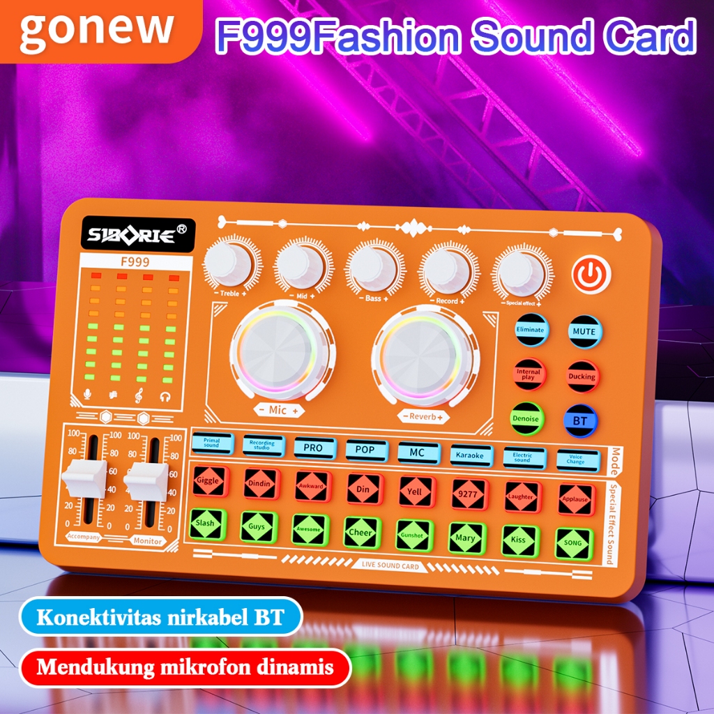 Gonew F999 Fashion Sound Card Bluetooth Live SoundCard F999 Fashion  Soundcard Audio Live Mixer untu