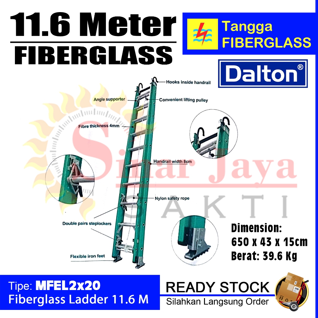 DALTON Tangga Fiberglass 11.6 Meter | Tangga Fiberglass PLN 11,6 Meter Dalton MFEL2x20 | Tangga Anti
