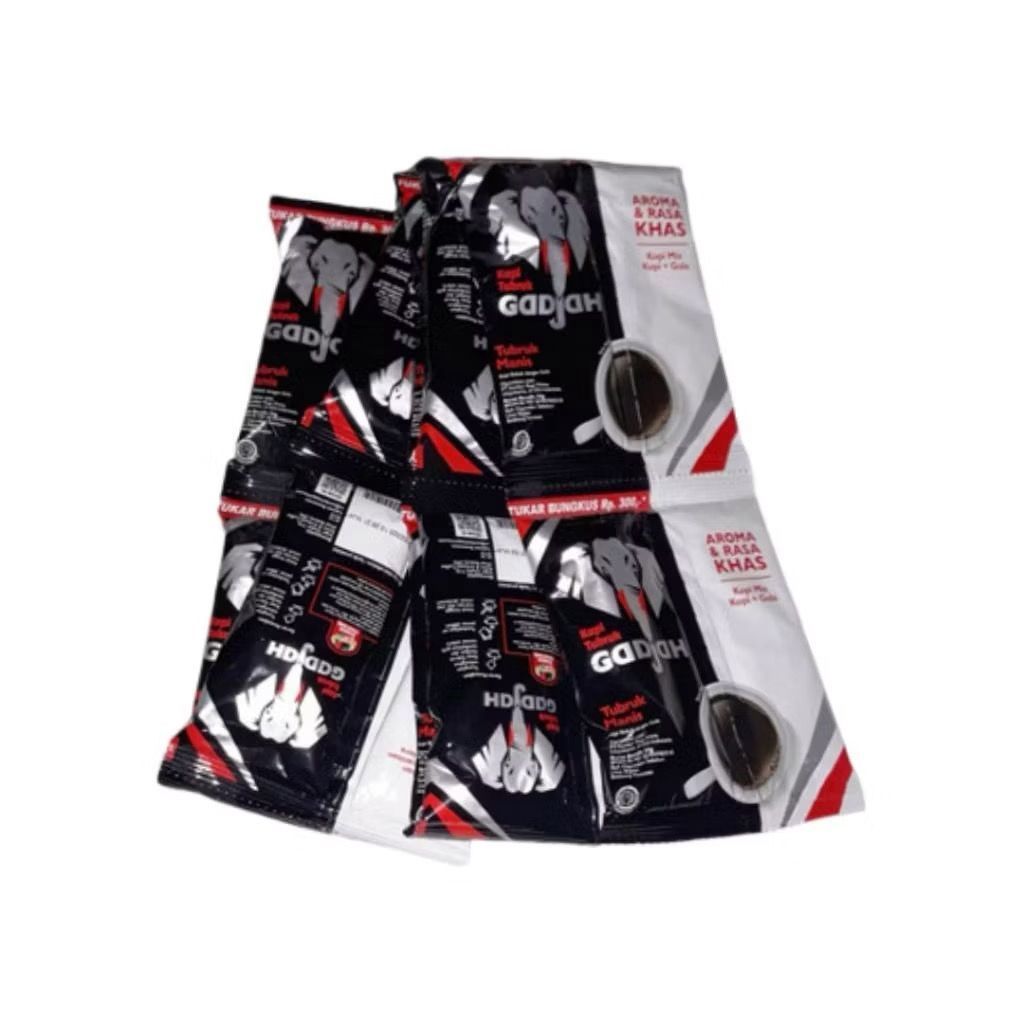 Kopi Gajah Gula Dipisah dan Gajah kopi mix 1 renceng 10 sachet @23g