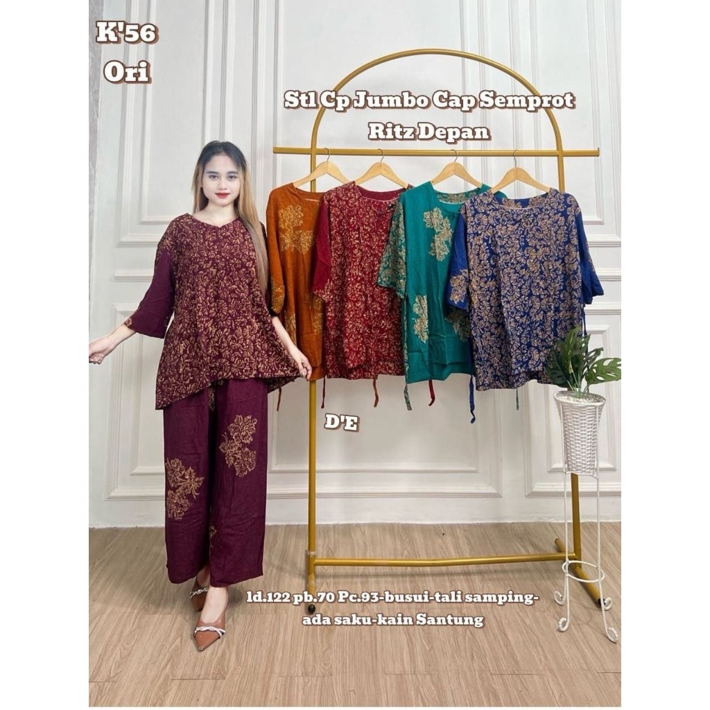 Setelan Wanita Jumbo-Setelan Gogo ld 130 Jumbo-One set ori naura Motif Random