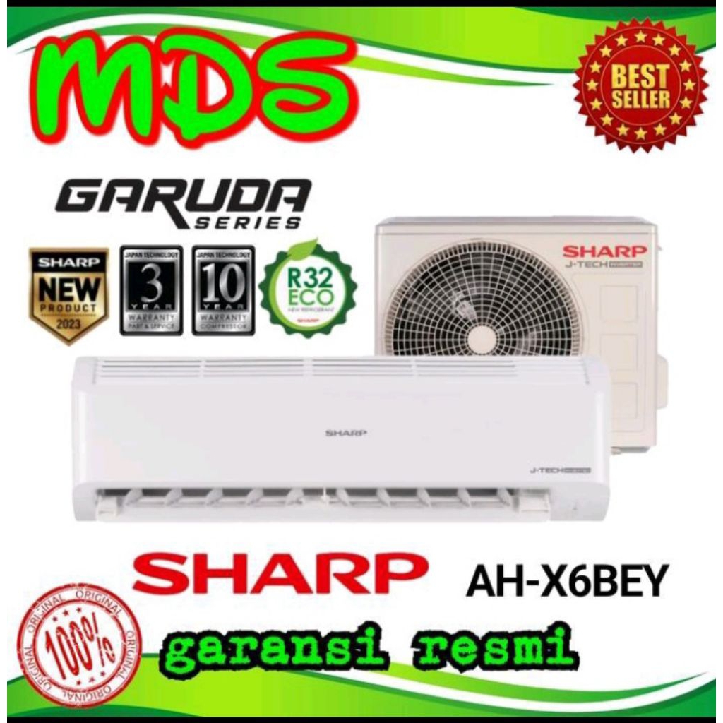AC Sharp + Pasang Instalasi 1/2 PK AH-6 BEY INVERTER R32 AH - X 6 BEY