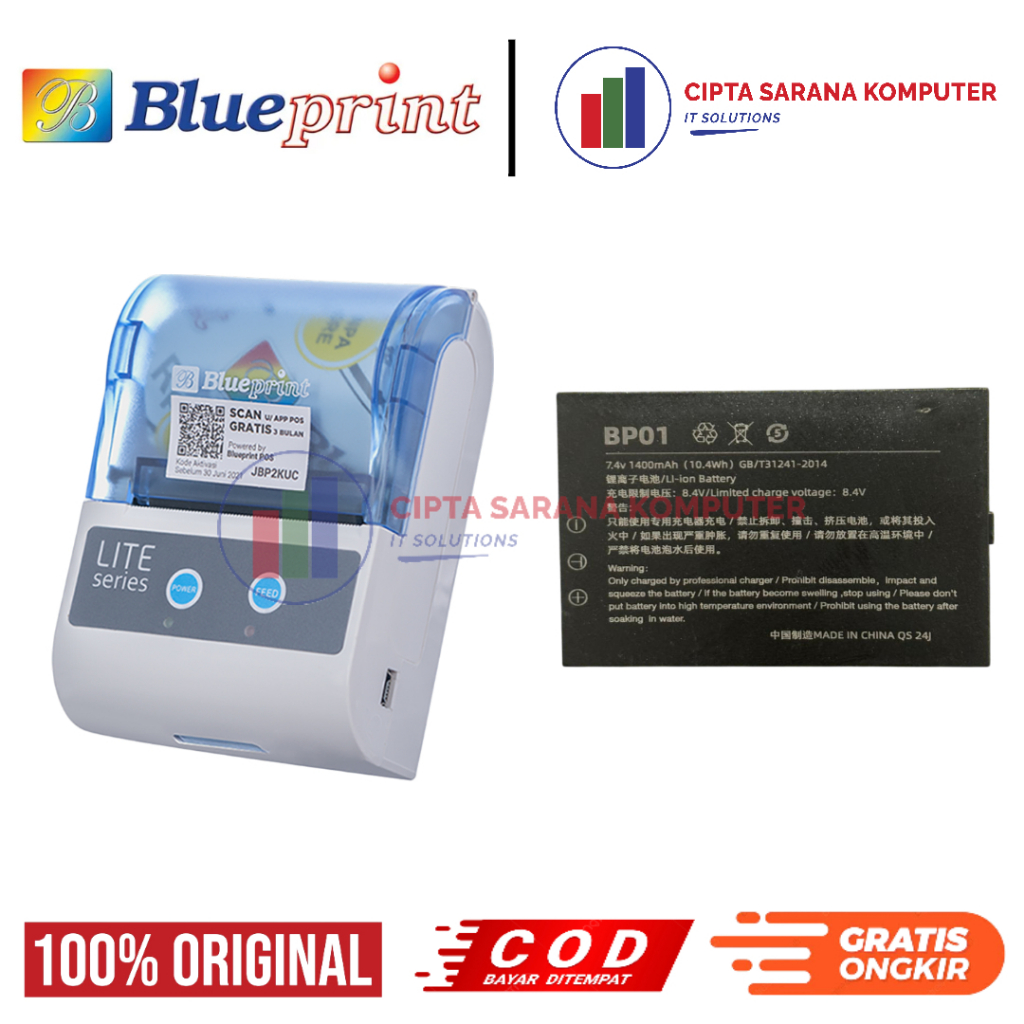 Baterai Printer BLUEPRINT LITE58 / Battery / Batrai Original untuk printer LITE58