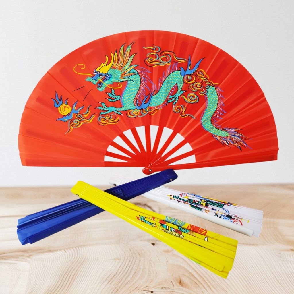 Kipas Taichi Besar Kipas Nari Wushu Silat Taiji Taichi Naga dan Burung - Kipas Tangan Cocok Untuk Ol