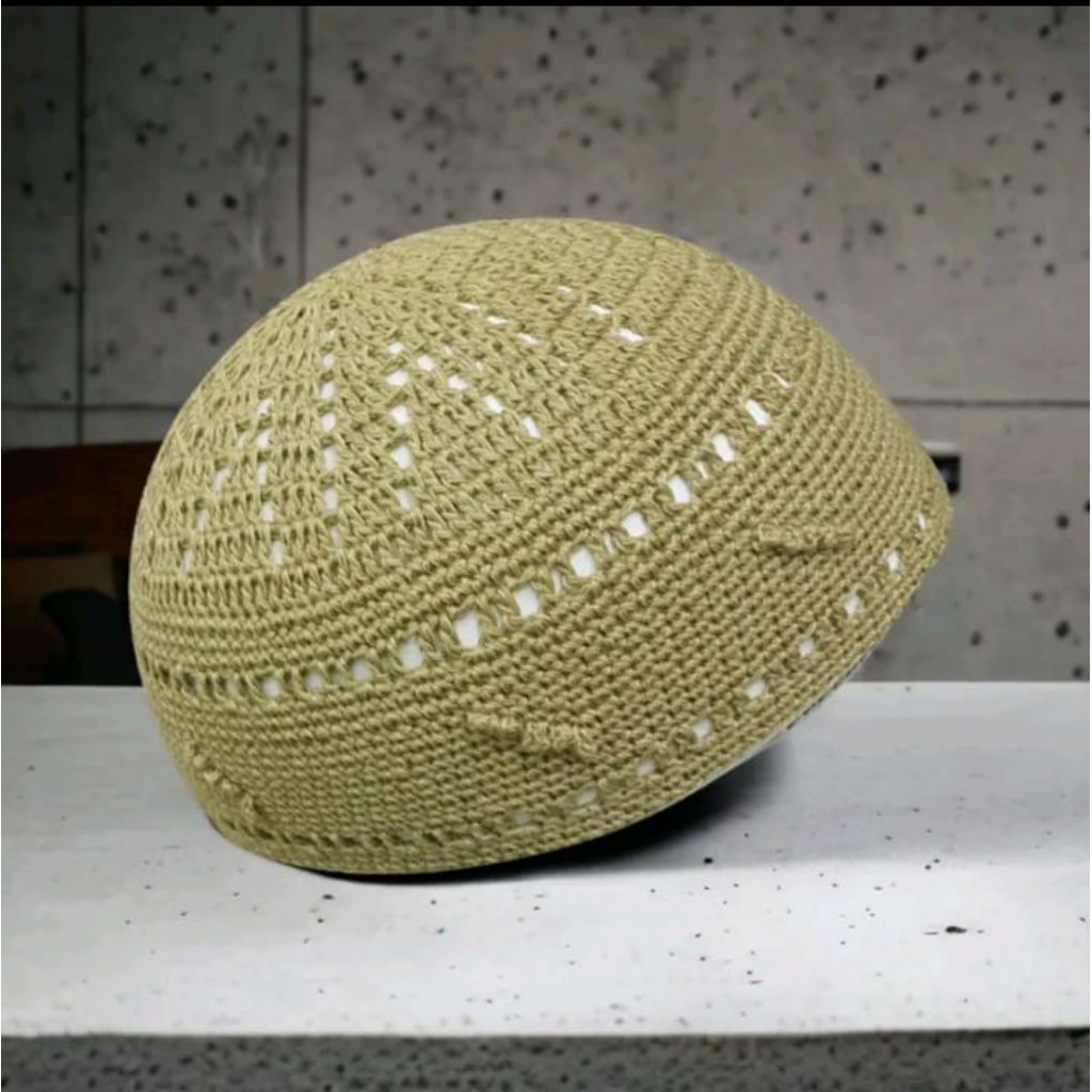 Harzu - Peci Rajut Yaman Asli Motif Sulaman Tangan Peci  Dewasa