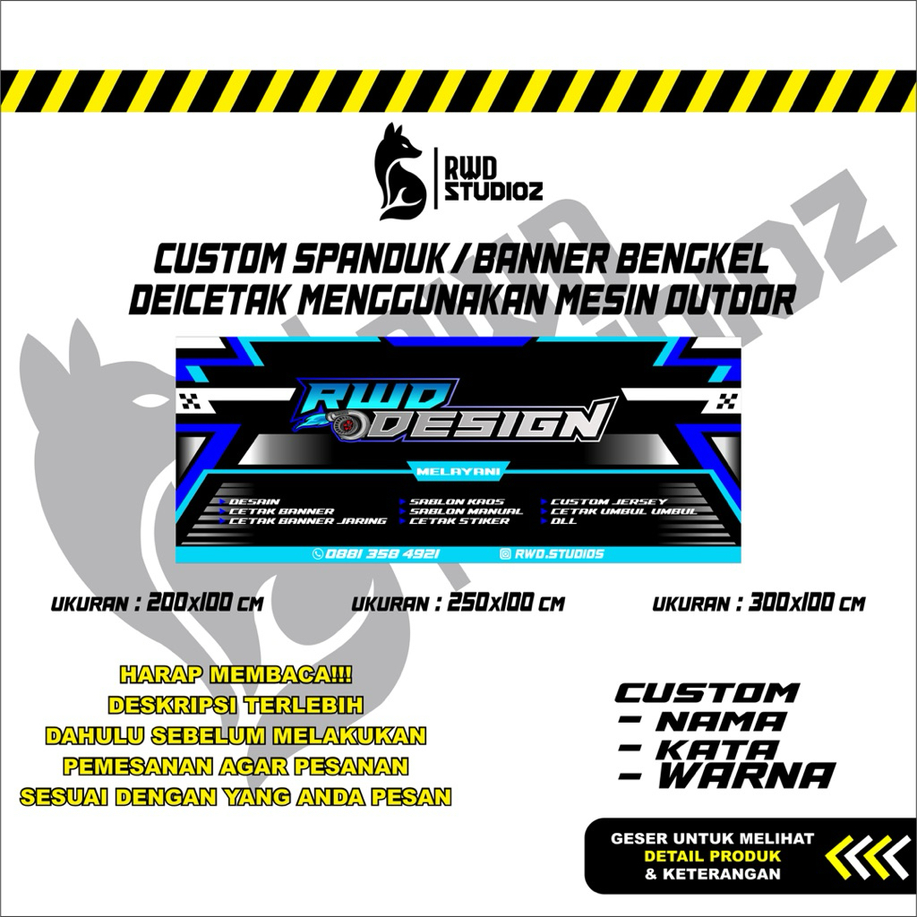 BANNER SPANDUK BENGKEL RACING DICETAK MESIN OUTDOR