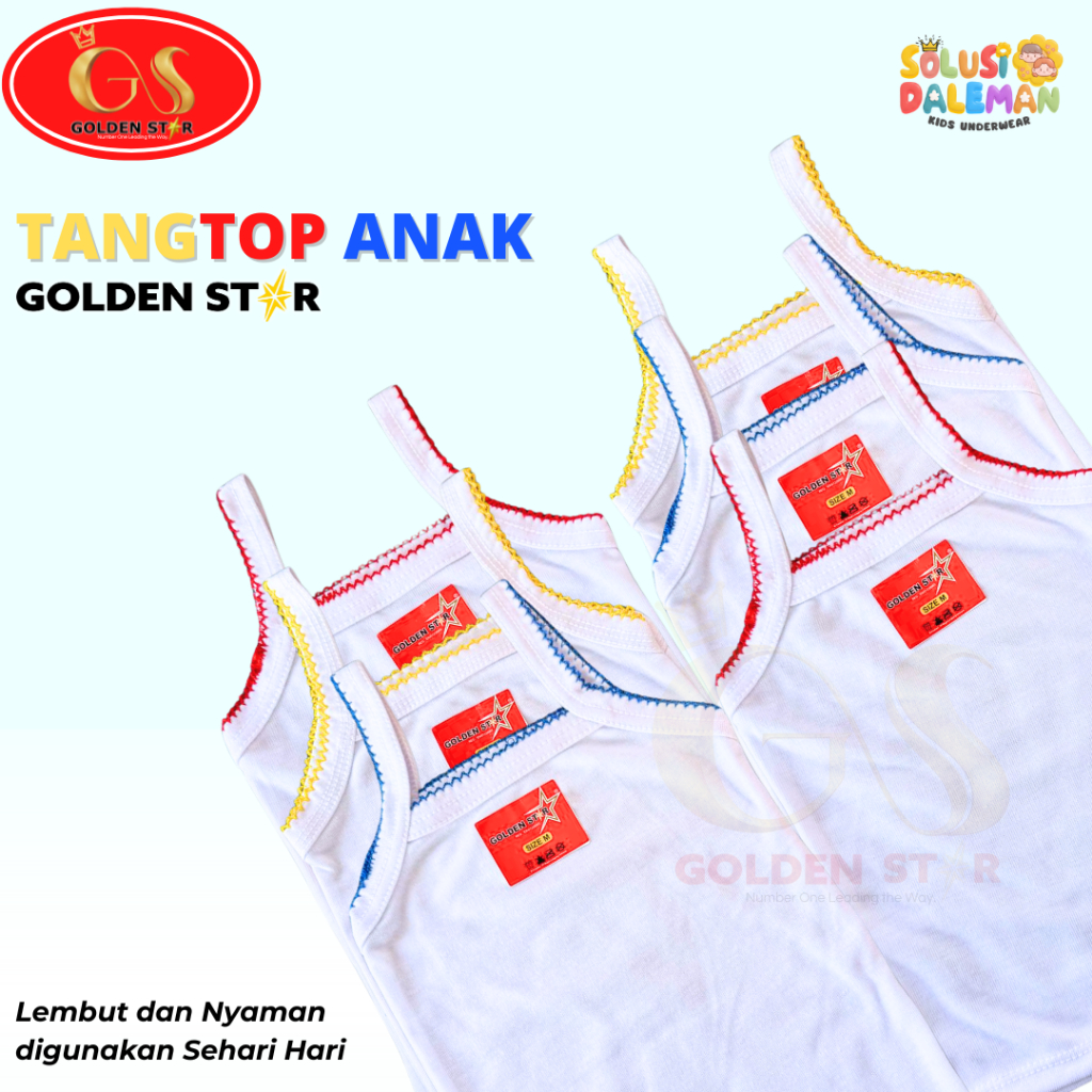 6 PCS Tanktop Anak Perempuan / Kaos Dalam Anak Perempuan Model Tali Kriwil - Singlet Anak Perempuan 