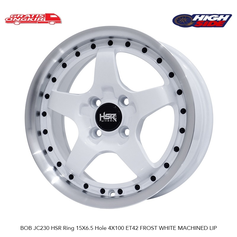 Velg Mobil Racing HSR Bob R15 Putih 4Pcs