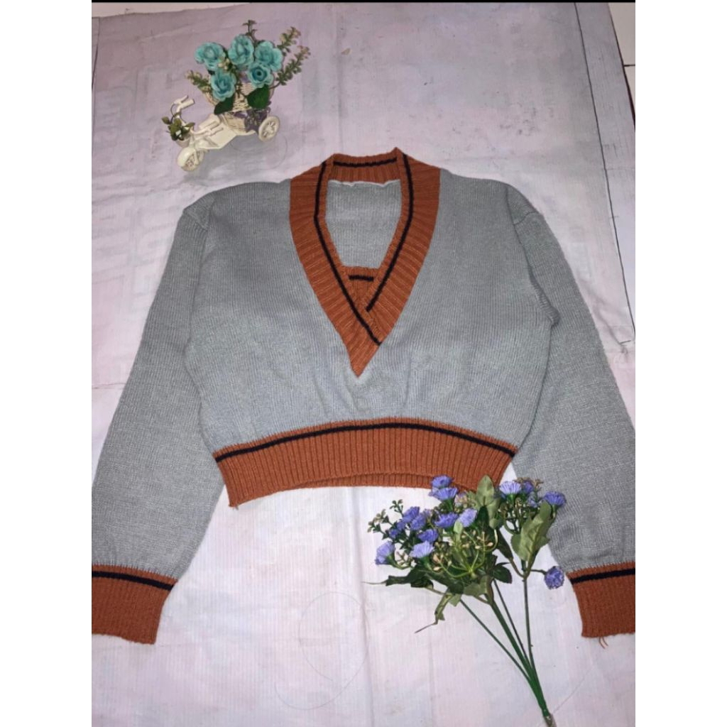 preloved sweater crop rajut
