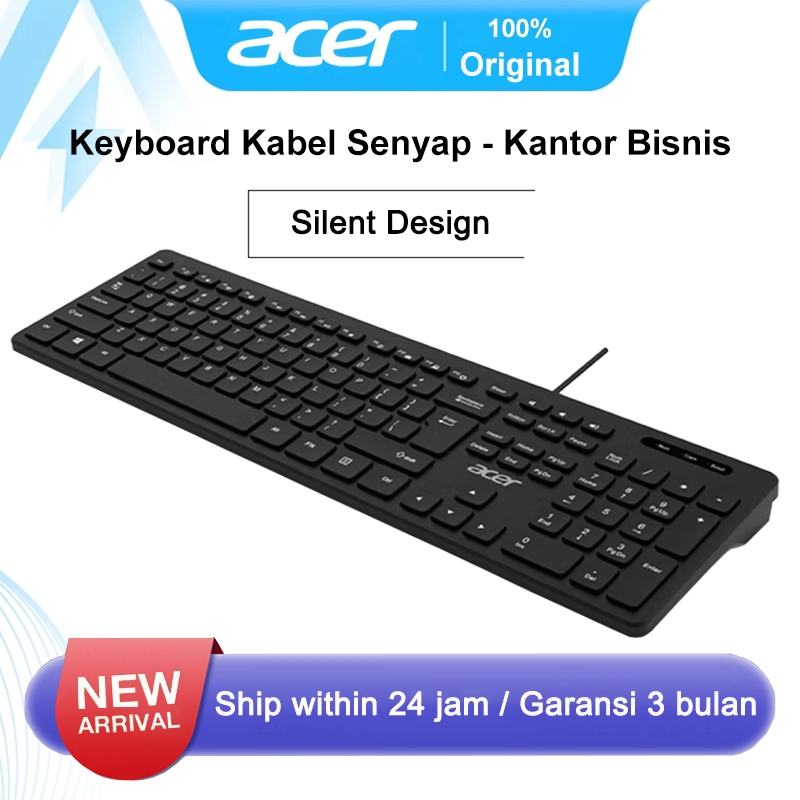 Keyboard Acer Kabel Silent USB — Keyboard Kantor Bisnis Nyaman untuk Komputer & Laptop