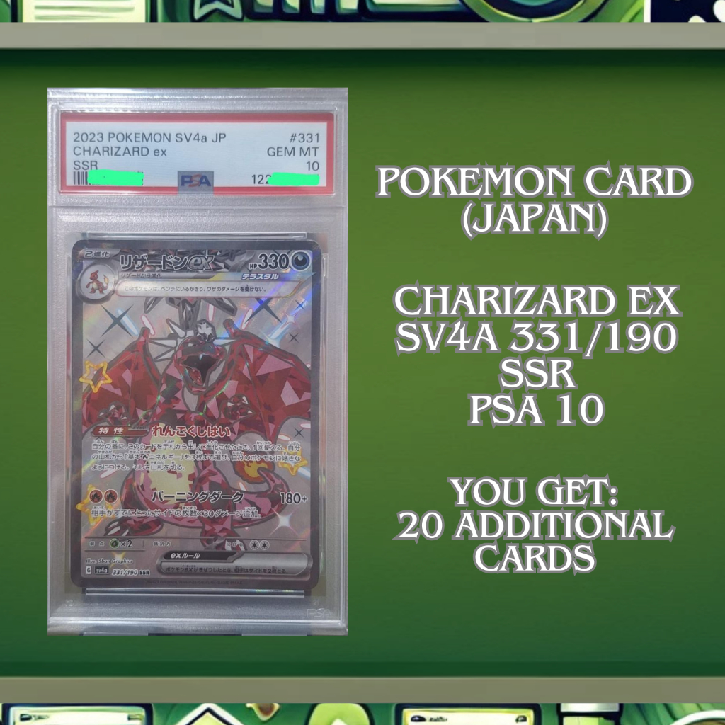 Kartu Pokemon TCG Charizard Ex SSR Japan Sv4a 331/190 PSA 10
