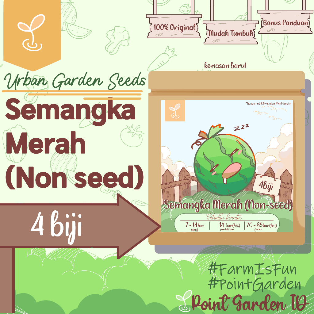 4 biji, Benih Semangka Merah tanpa biji, non seed, Tahan Penyakit, Benih Unggul, Benih Seribuan