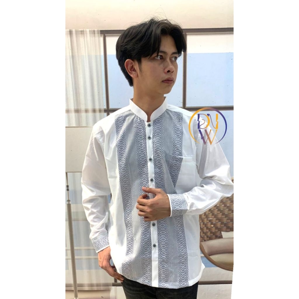 Baju Koko dewasa lengan panjang bahan katun madinah