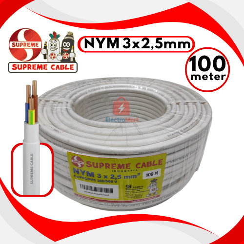 KABEL SUPREME NYM 3X2,5 100m (1 ROLL) - KABEL LISTRIK SUPREME NYM 3X2.5 100M - KABEL NYM 3X2.5 MM 10
