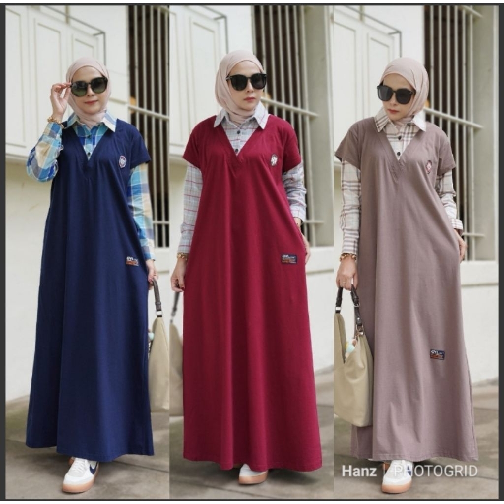 Gamis Kaos Kombinasi GYL AUTHENTIC Original