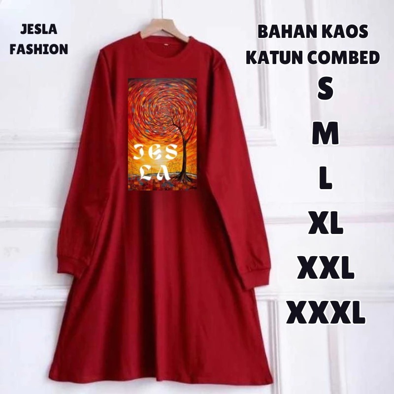 Tunik Wanita Kekinian Terbaru Lengan Panjang Sun Tunik BO Size S M L XL XXL XXXL LD 90-130 CM Bahan 