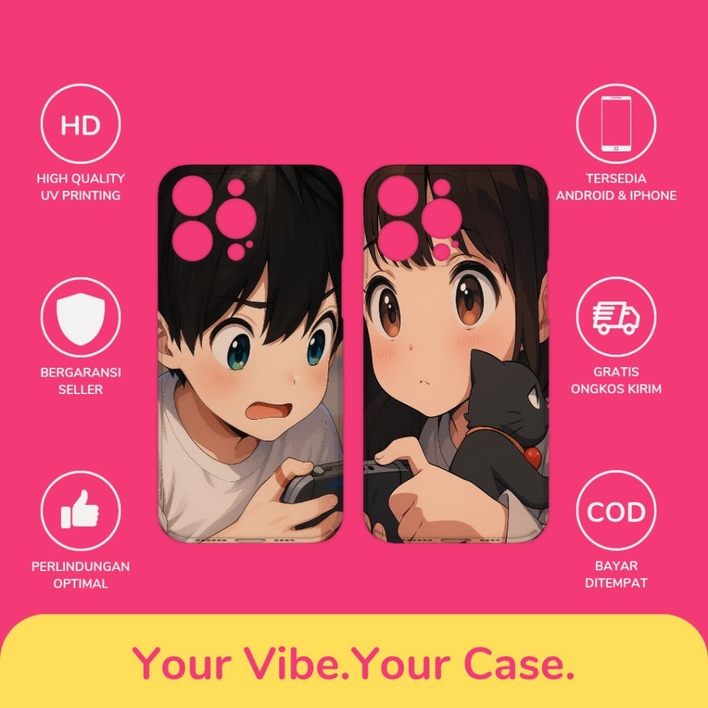 Custom Case Desain Couple  All Type Hp Android & iPhone Bahan Softcase Silikon
