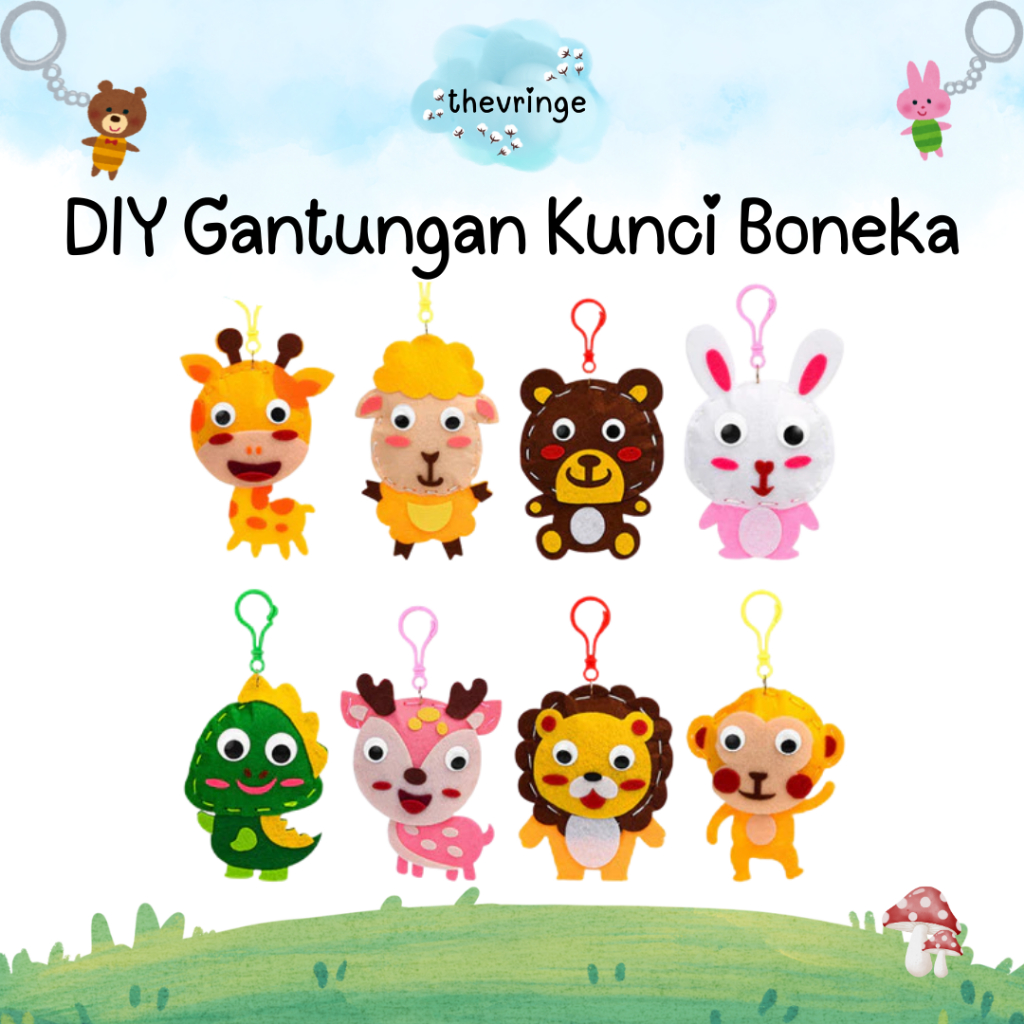 DIY Gantungan Kunci Boneka Prakarya anak SD kerajinan tangan membuat boneka gantungan kunci