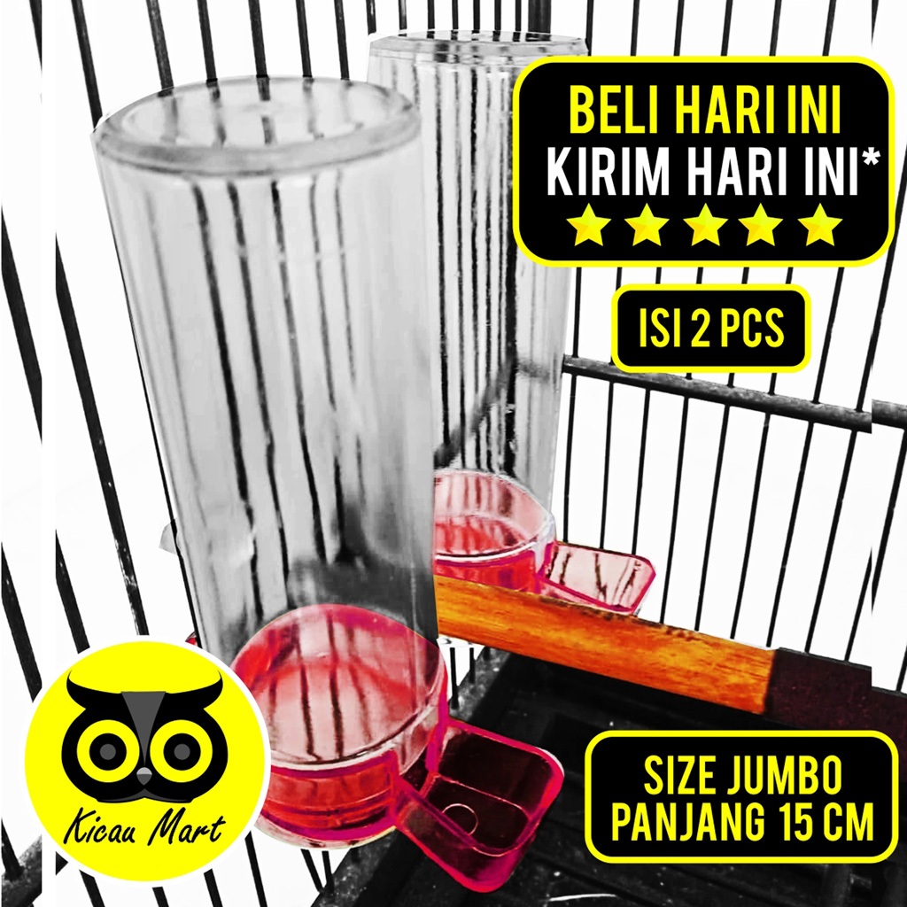 KICAU MART Dispenser Burung Tabung Panjang Pasang Dalam Sangkar Ternak Batre Kenari Dispenser 1 set 