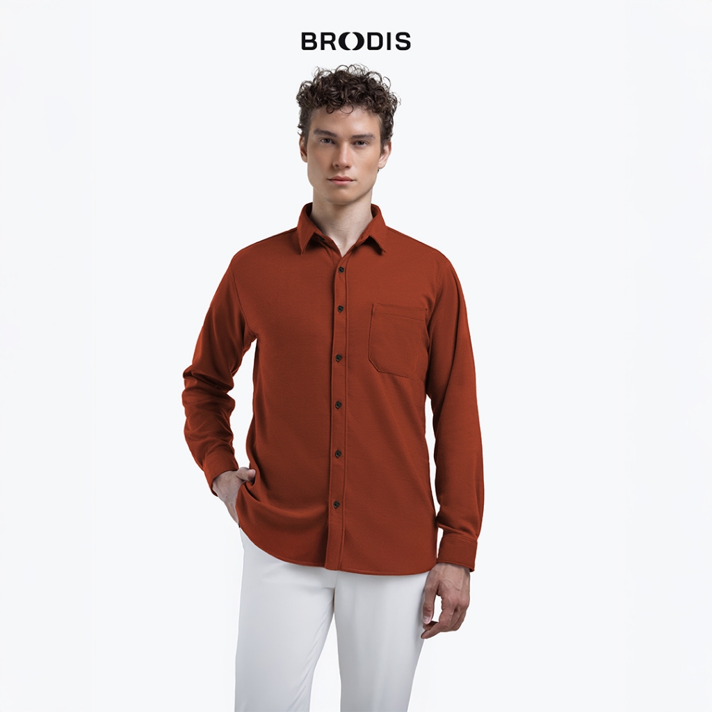 Broodis - Softee Kemeja Lengan Panjang Slimfit - Teracota