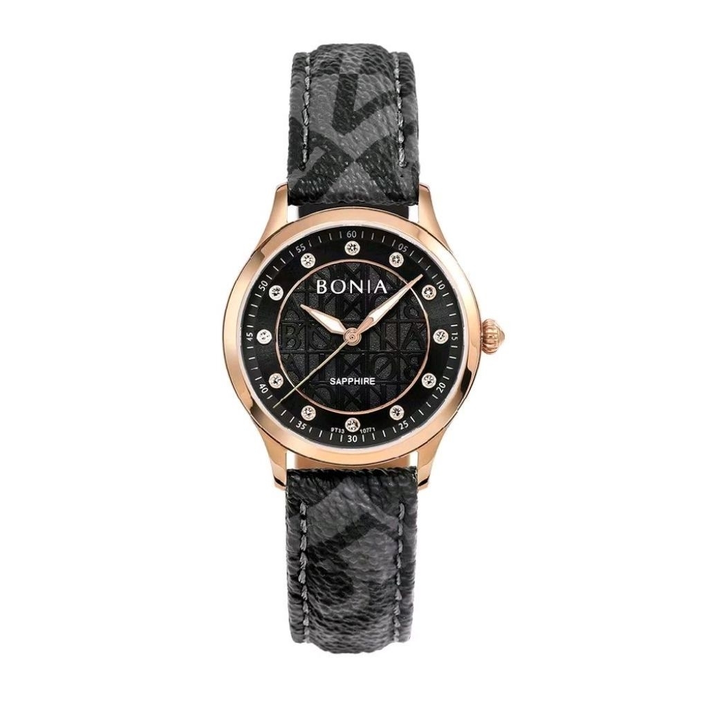 Jam Tangan Wanita BONIA BNB10771 Tali Kulit Kaca Sapphire Bergaransi 2 Tahun