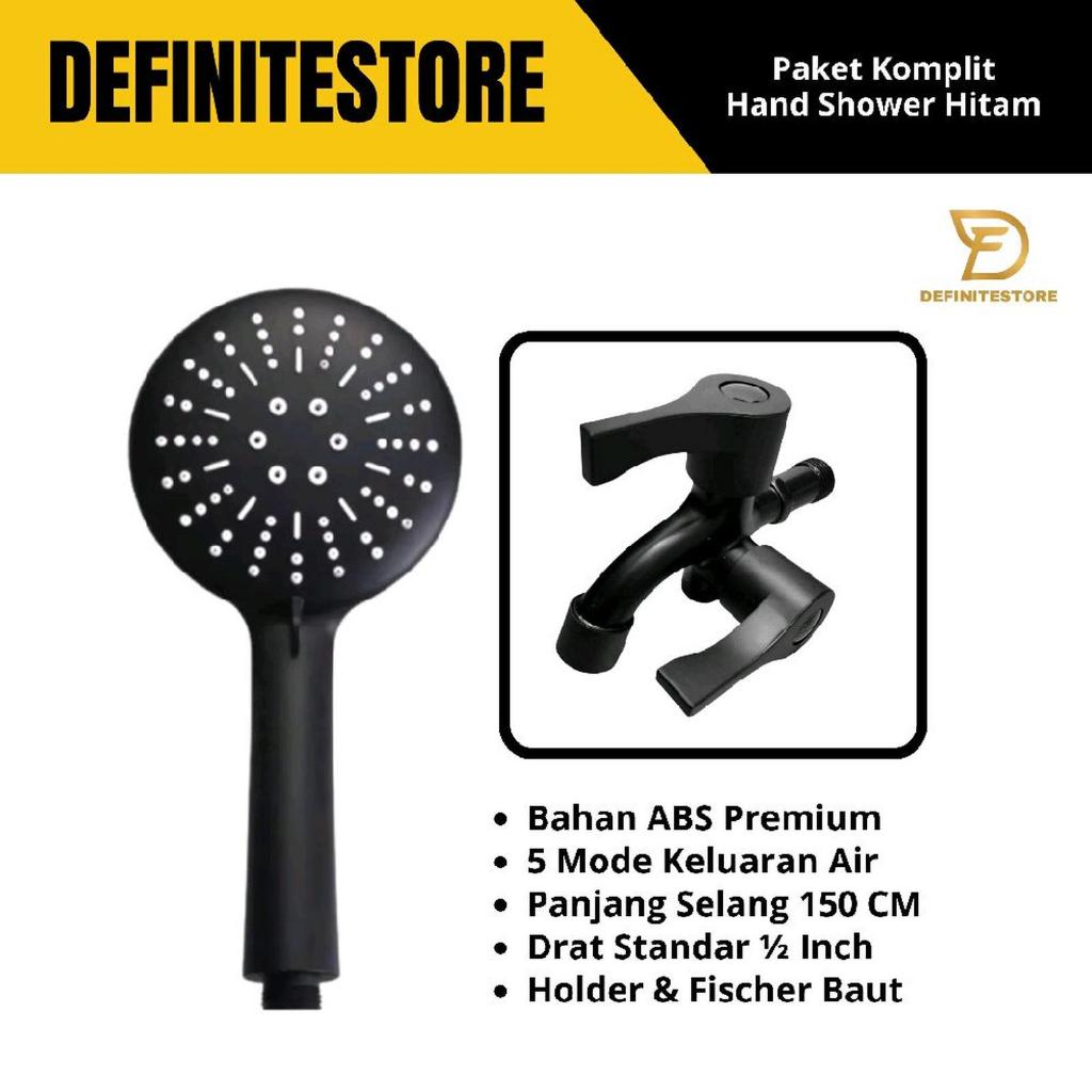 Toto Indo - Hand Shower Kamar Mandi Set Shower Mandi Rain Shower Hitam Bulat Komplit Kran Keran Air