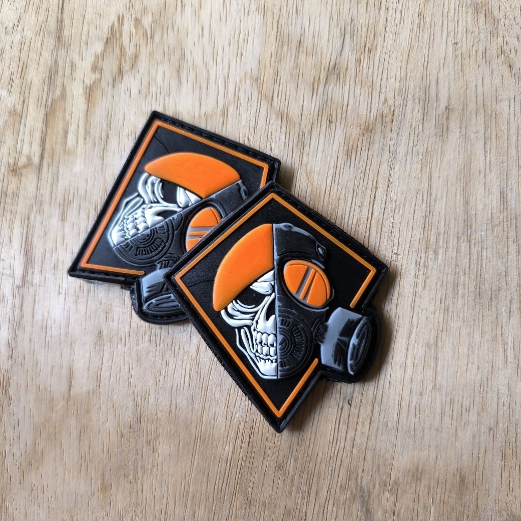 rubber patch logo tengkorak baret orange kopasgat tempelan emblem aksesoris karet