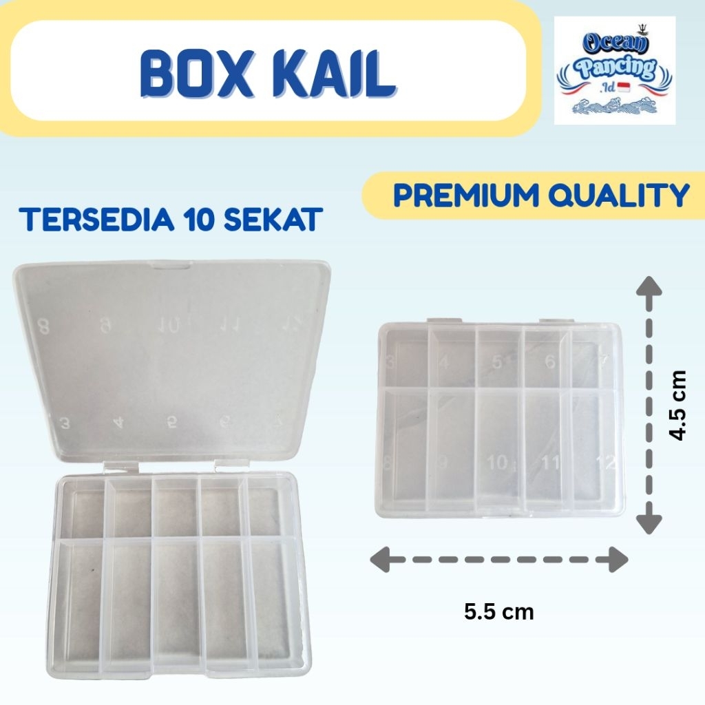 Box Kail Pancing Mini - 10 Sekat - Kotak Transparant