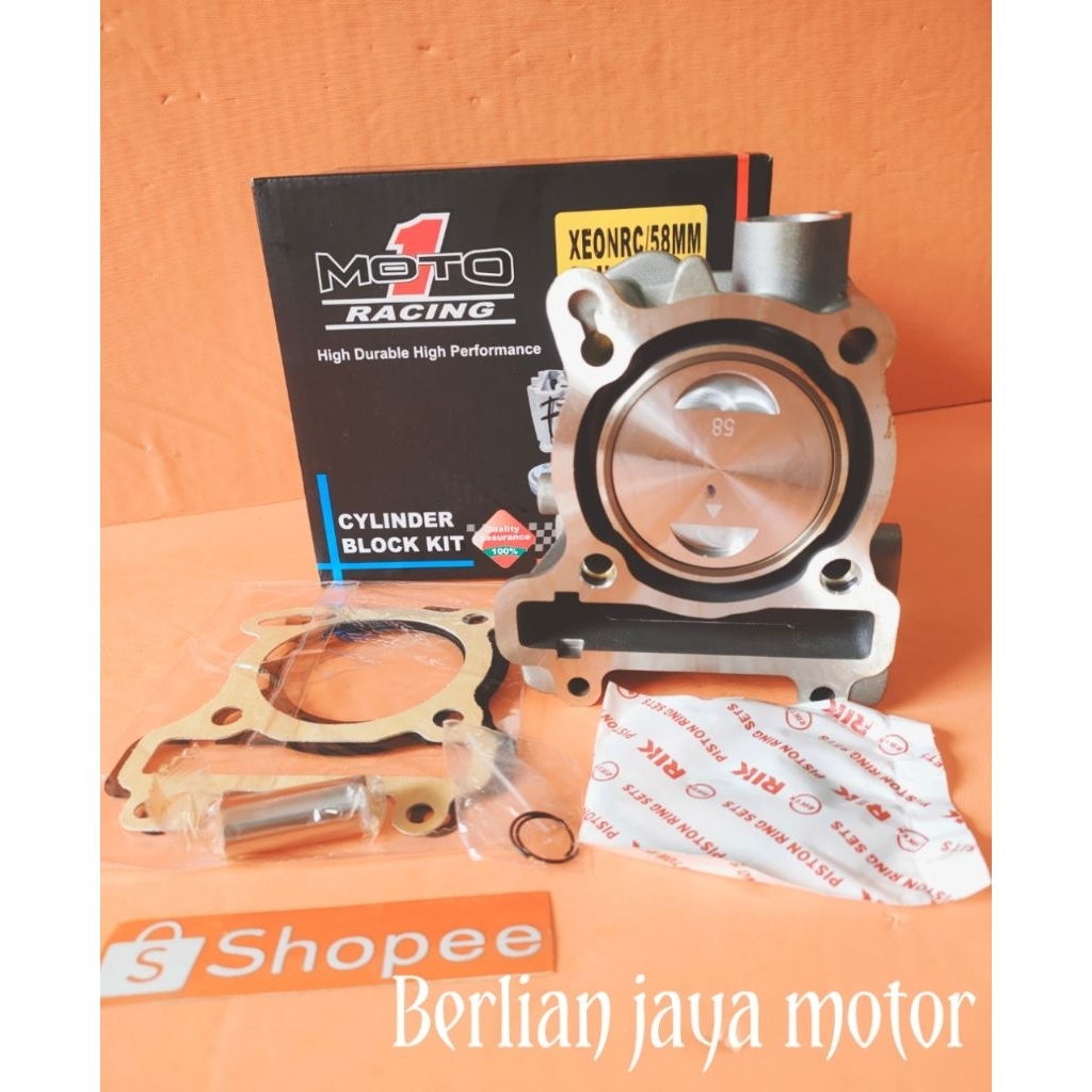 blok seher/cylinder blok bore up harian moto 1 uk 58mm buat motor xeon rc/xeon gt 125/aerox 125