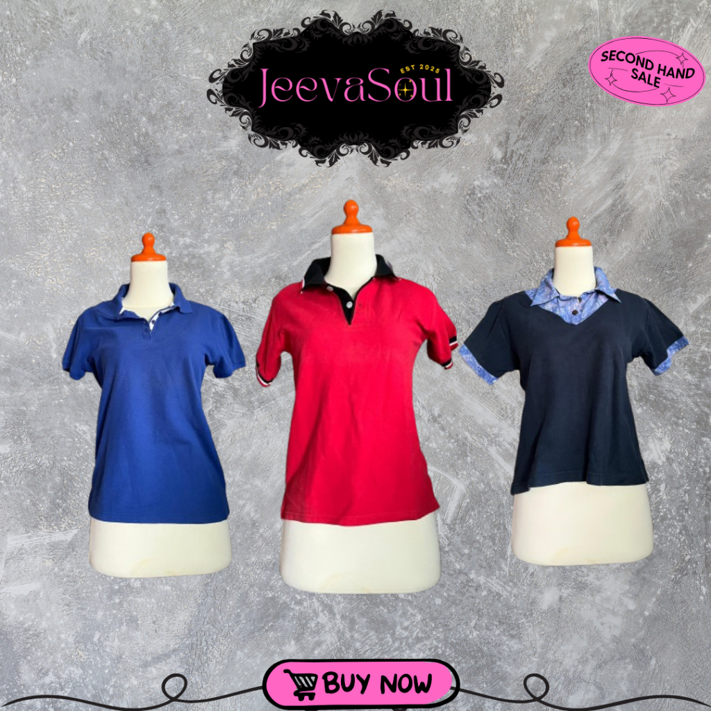 Kemeja Polo Merah Hijau Biru Navy Kondisi Second/Seken/Bekas