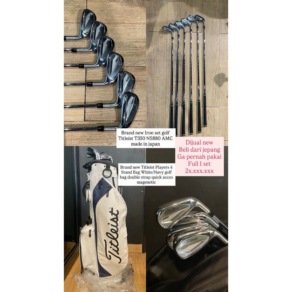 Brand new Iron set golf Titleist T350 NS880 AMC made in japan Brand new Titleist Players 4 Stand Bag