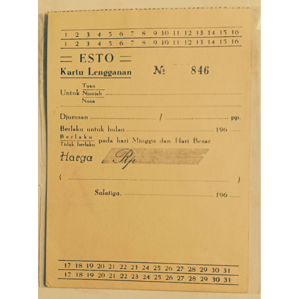 Tiket Bis / Bus Jadul Lawas