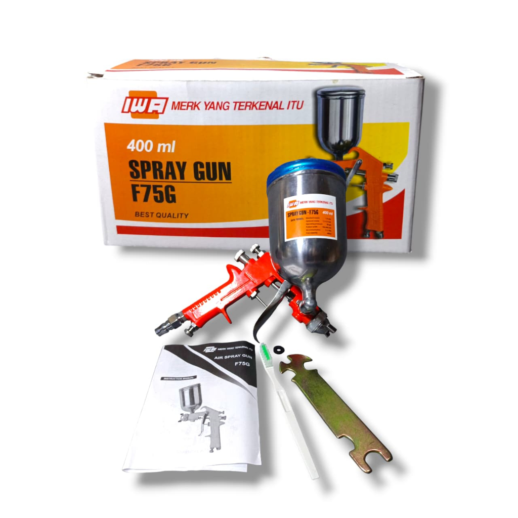 IWA SAGOLA Spray Gun F75G Stainless | Semprotan Cat Minyak F75 G Tabung Atas