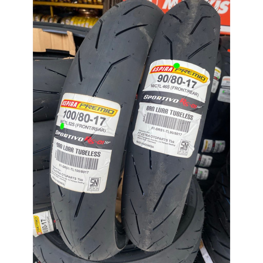 SNI Ban ASPIRA PREMIO TUBELESS 90/80-17 , 100/80-17 SPORTIVO RS01 / BAN BALAP / SOFT COMPOUND Ban Mo
