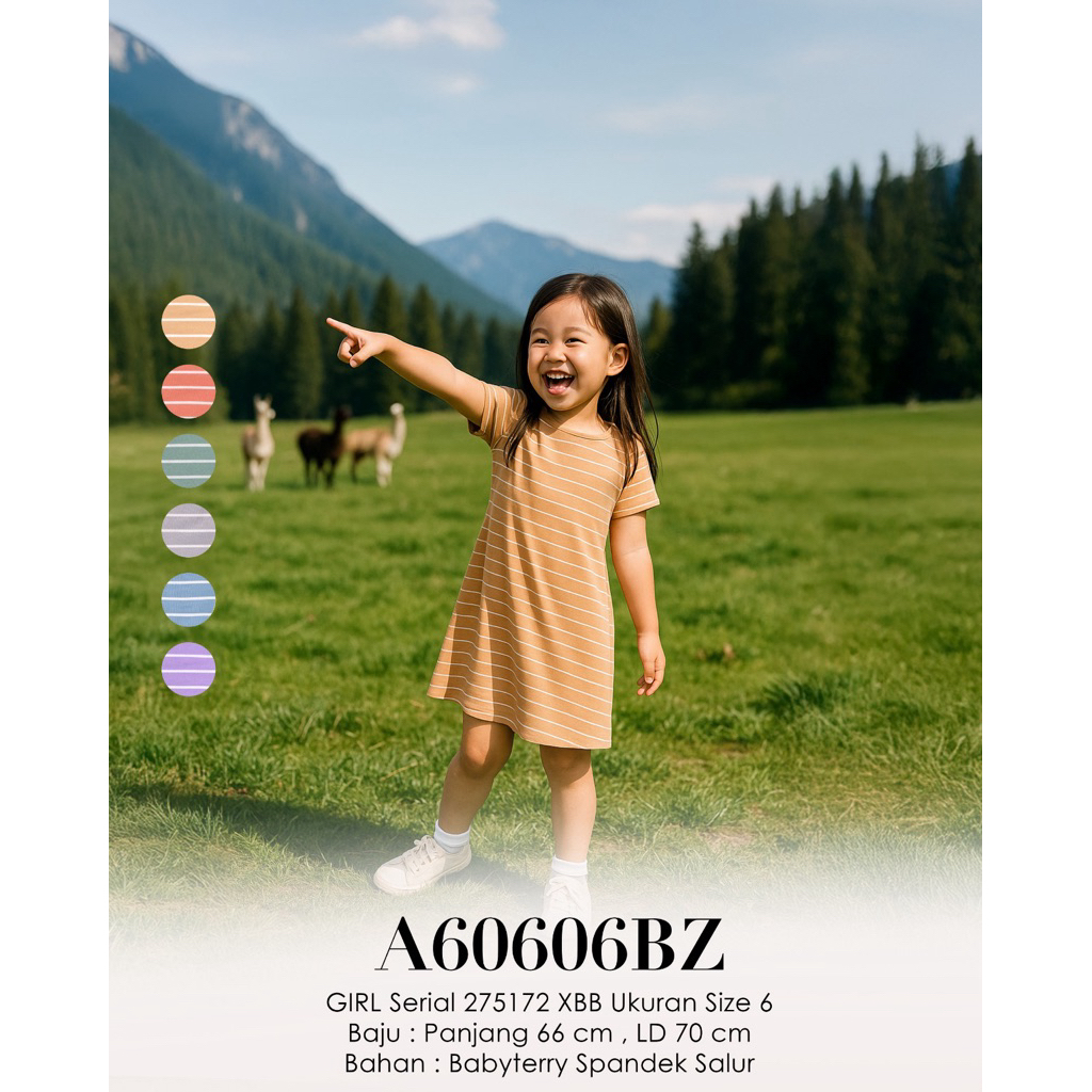 60606BZ Daster anak Lemone babyterry spandek motif salur